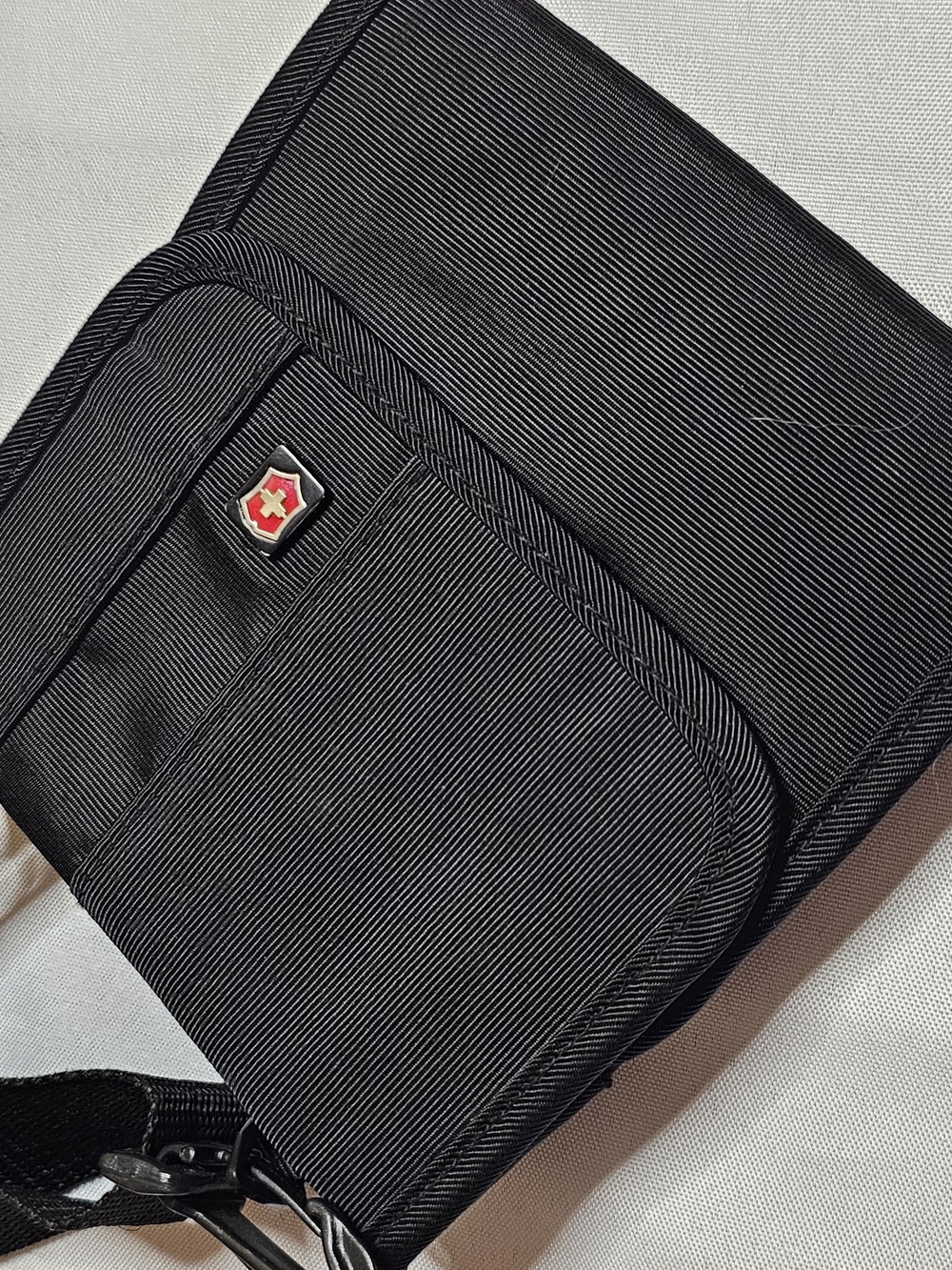 Victorinox Black Messenger Crossbody Bag with Red Logo